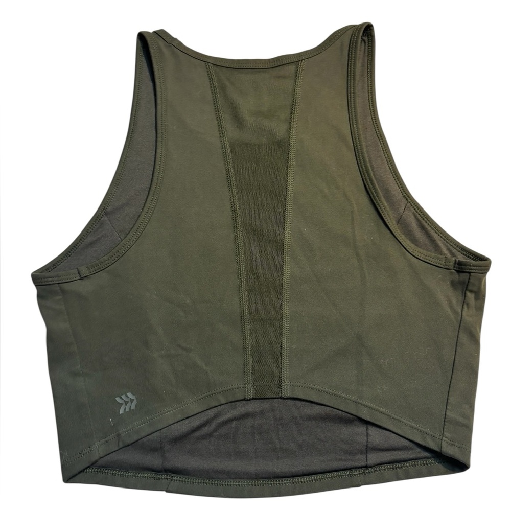 All in Motion Athletic Tank Top Medium Olive Green Racerback Mesh Panel Stretchy - Picture 10 of 14